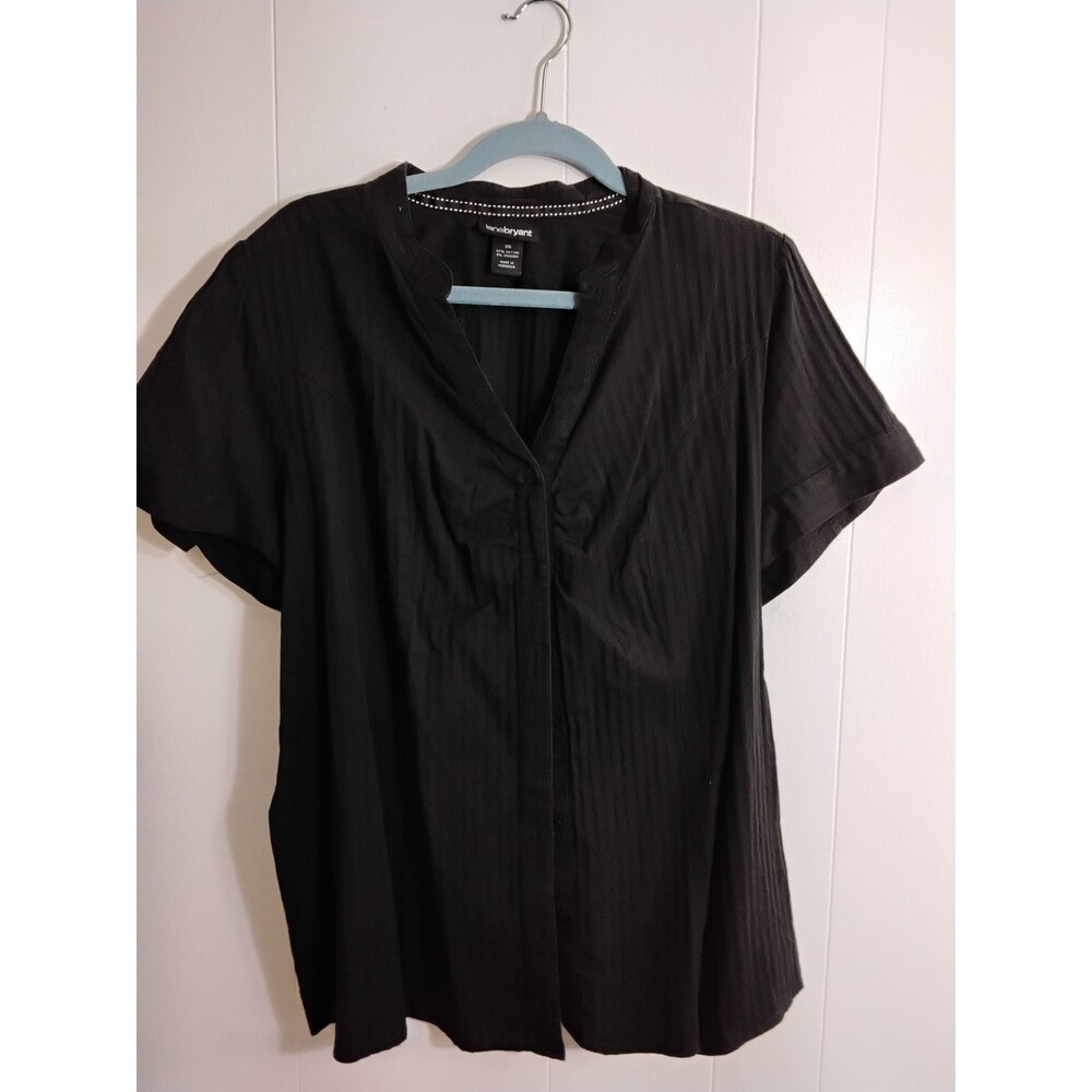 Vintage Lane Bryant Black Linen Blend Popover Tunic Top short sleeve 20